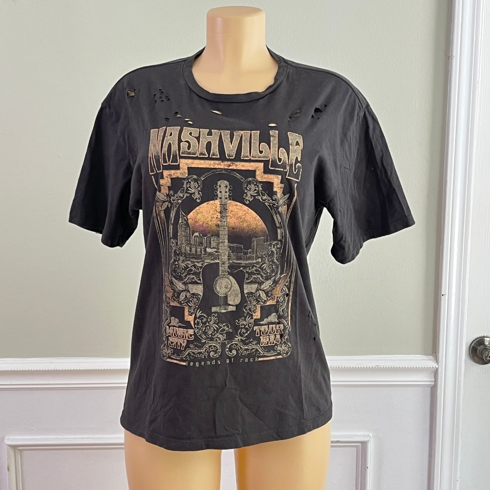 Altered‎ State Nashville Music City Tour 1984 Graphic Tee Small Distressed Gray
